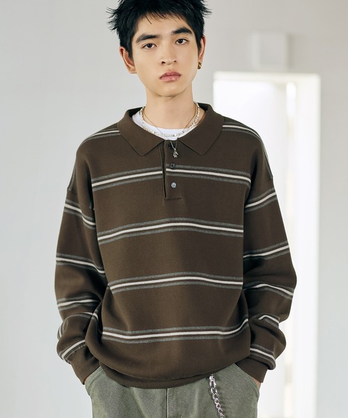 Bleme セーター ニット スウェットライク マルチボーダー ニット