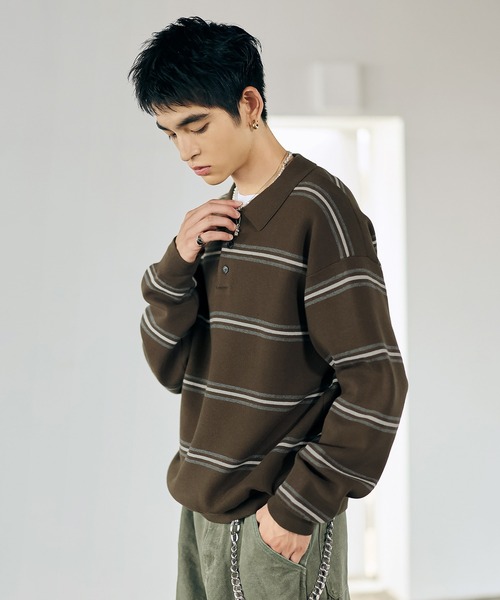 Bleme セーター ニット スウェットライク マルチボーダー ニット