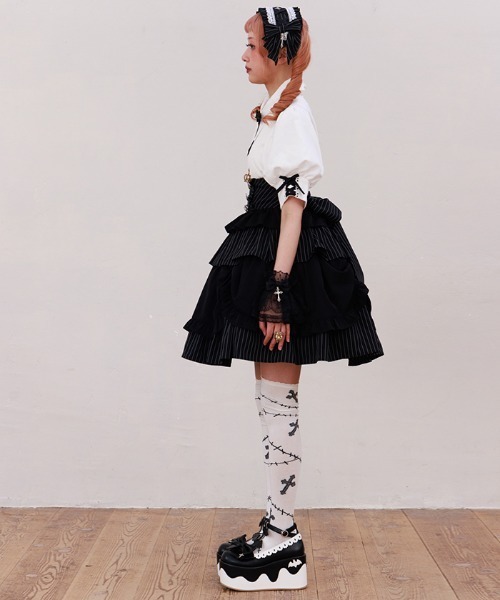 Chalmiere ストライプフリルスカート Chalmiere（シャルミエール） スカート ストライプフリルスカート