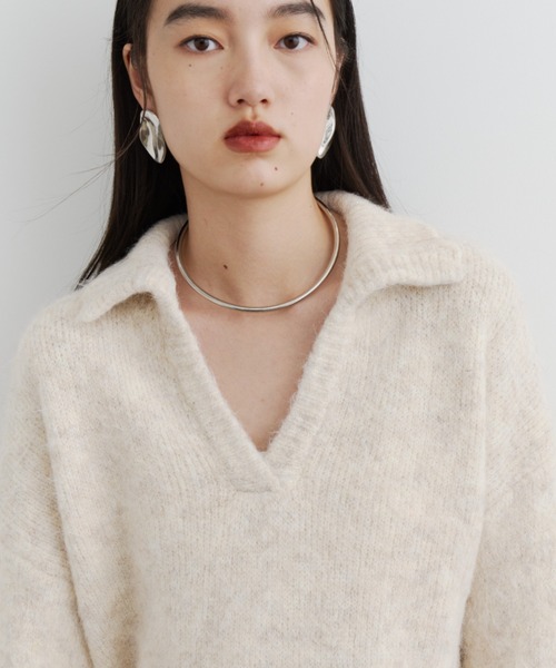 DFFUR. ニット セーター モヘアライク襟付きニットプルオーバー