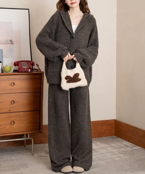 emi+ セットアップ ケーブルニットパーカーセットアップ（ベスト付き