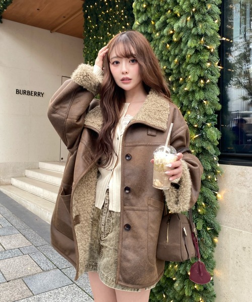 ムートンレディースコート♫ Ray Cassin（レイカズン） ムートンコート ボアコート リバーシブル