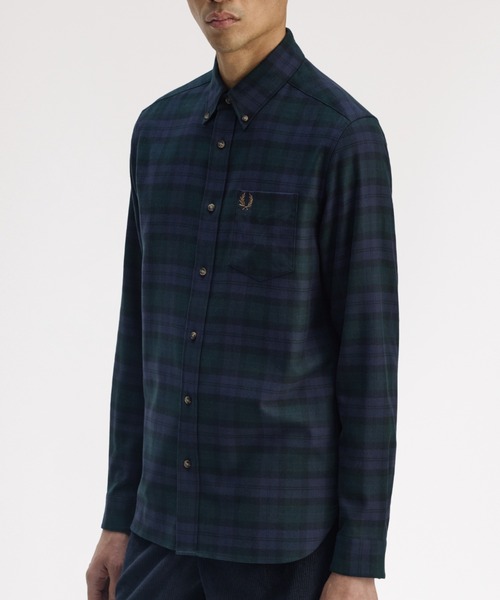 FRED PERRY フレッドペリー チェックシャツ 緑 黒 秋冬 サイズ FRED PERRY（フレッドペリー） シャツ Brushed Black Watch Tartan