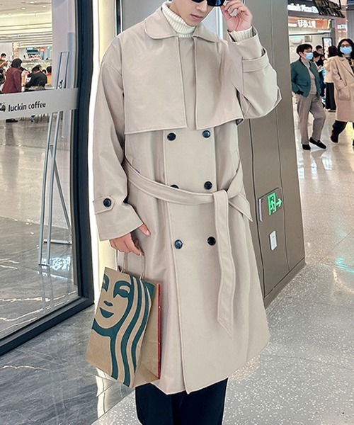 「CELENA BEATS」 トレンチコート L ベージュ メンズ_画像2