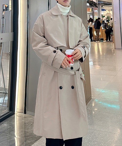 「CELENA BEATS」 トレンチコート L ベージュ メンズ_画像3