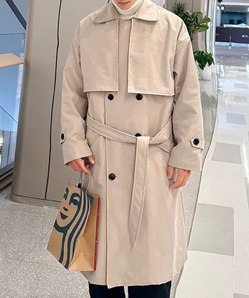 「CELENA BEATS」 トレンチコート L ベージュ メンズ_画像4