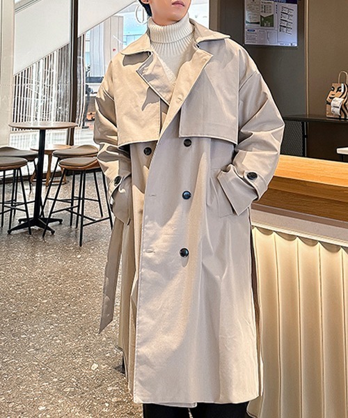 「CELENA BEATS」 トレンチコート L ベージュ メンズ_画像8