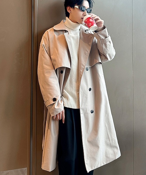 「CELENA BEATS」 トレンチコート L ベージュ メンズ_画像9