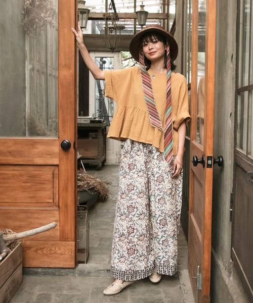 「チャイハネ」 半袖ブラウス FREE ネイビー レディース_画像5