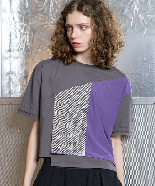 tシャツ メッシュコンビネーションTシャツ レディースの画像