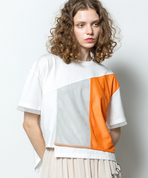 tシャツ メッシュコンビネーションTシャツ レディースの画像