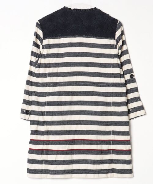 「H.A.K」 ノーカラーコート - ネイビー レディース_画像2