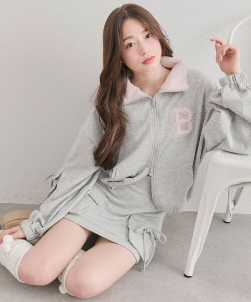 OLIVE des OLIVE(オリーブデオリーブ) tシャツ フリースロゴジップ OLIVE des OLIVE(オリーブデオリーブ) tシャツ フリースロゴジップ