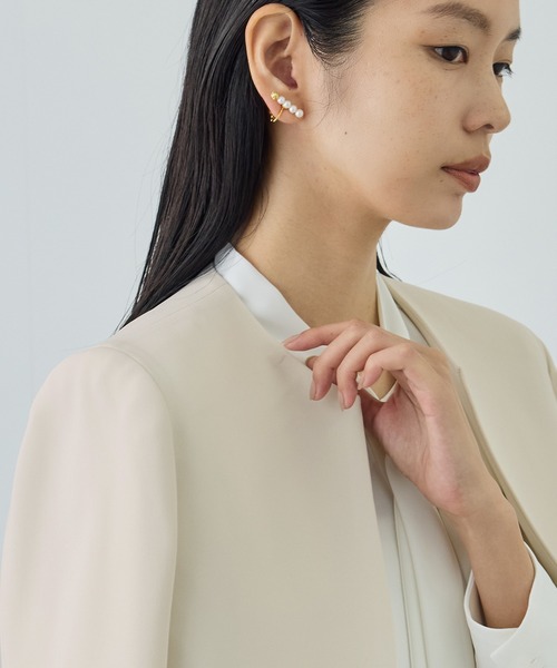 ROPE'（ロペ） ジャケット ノーカラージャケット トリアセダブルクロス