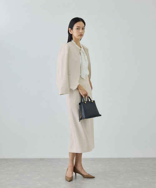 ROPE'（ロペ） ジャケット ノーカラージャケット トリアセダブルクロス