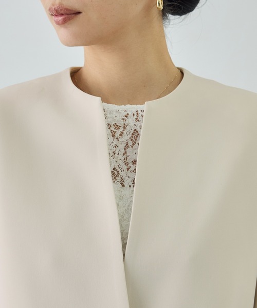 ROPE'（ロペ） ジャケット ノーカラージャケット トリアセダブルクロス