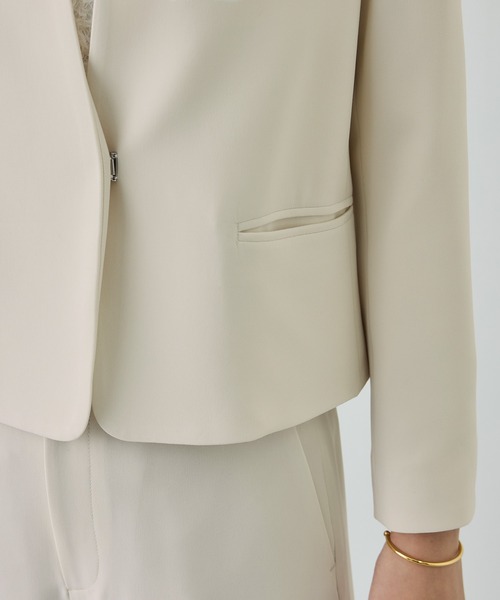 ROPE'（ロペ） ジャケット ノーカラージャケット トリアセダブルクロス