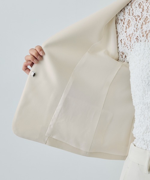 ROPE'（ロペ） ジャケット ノーカラージャケット トリアセダブルクロス