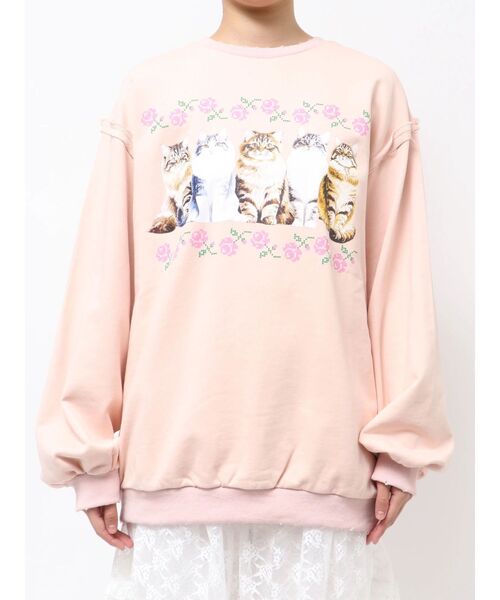 未使用品☆marryme☆パール装飾トレーナー☆ピンク merry jenny（メリージェニー） トレーナー スウェット blooming cat