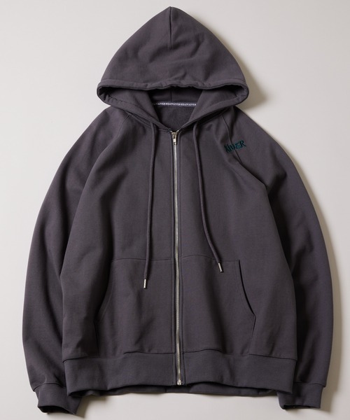 「AIVER」 ジップアップパーカー MEDIUM ブラック×シルバー メンズ_画像3