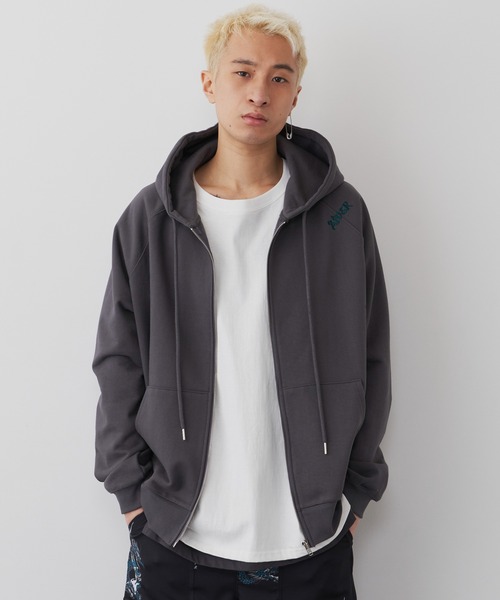 「AIVER」 ジップアップパーカー MEDIUM ブラック×シルバー メンズ_画像5