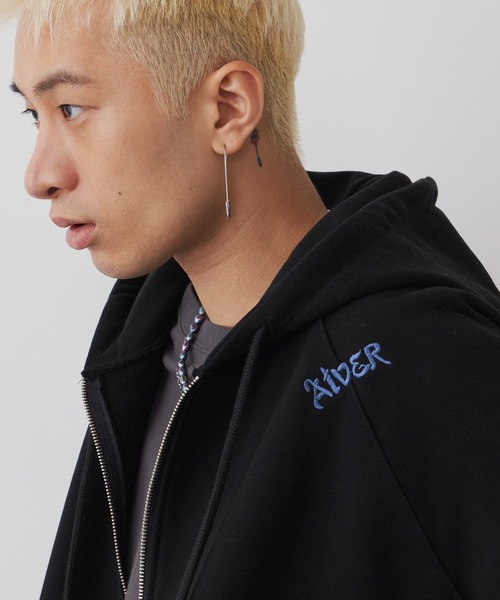 「AIVER」 ジップアップパーカー MEDIUM ブラック×シルバー メンズ_画像7