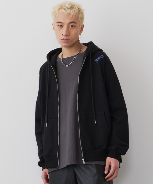 「AIVER」 ジップアップパーカー MEDIUM ブラック×シルバー メンズ_画像8