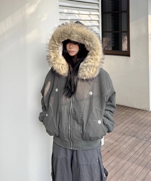 MASHIRO ma1 ma-1 「MASHIRO」エコファーフード付きMA-1ジャケット(MA