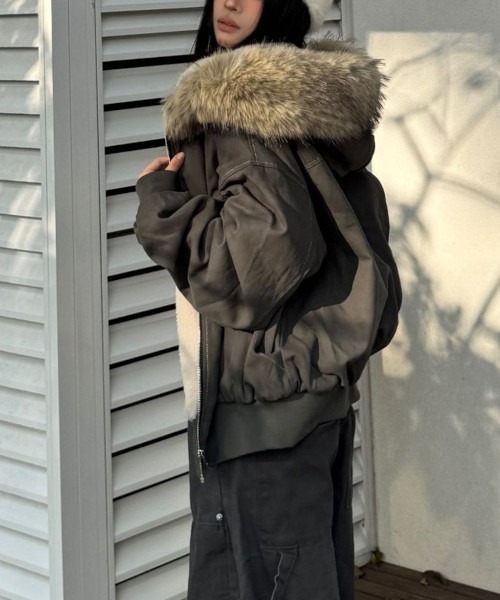 MASHIRO ma1 ma-1 「MASHIRO」エコファーフード付きMA-1ジャケット(MA