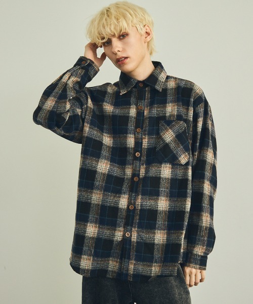 「Shoowtime」 長袖ネルシャツ X-LARGE グリーン メンズ_画像4