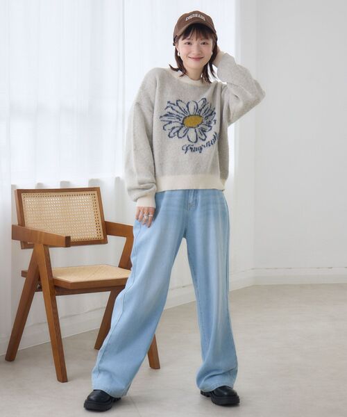 「RETRO GIRL」 長袖ニット FREE ダークブルー レディース_画像9