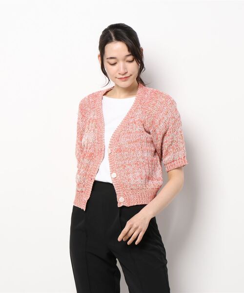 「Q」 ニットカーディガン MEDIUM オレンジ レディース_画像4