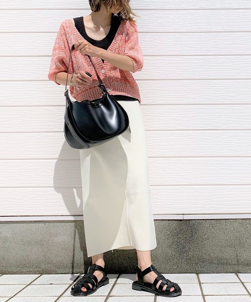 「Q」 ニットカーディガン MEDIUM オレンジ レディース_画像8