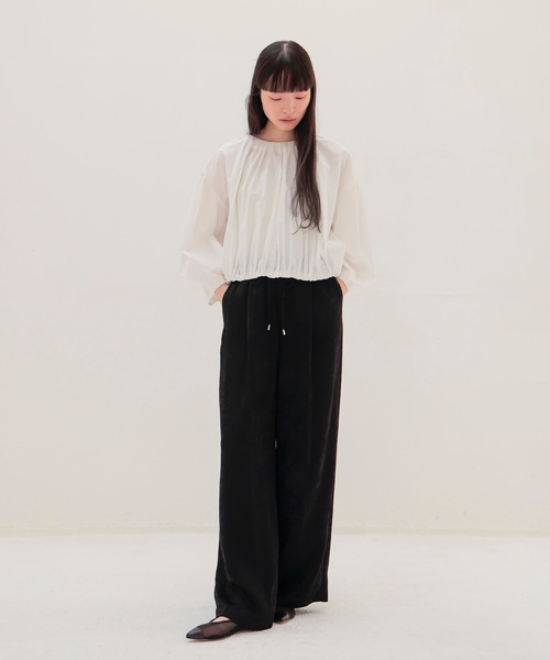 k*7様 ツルバイマリコオイカワ　シャツ　ブラウス　黒　チュール　切替　フリーサ TSURU by Mariko Oikawa（ツルバイマリコオイカワ） ブラウス シャツ