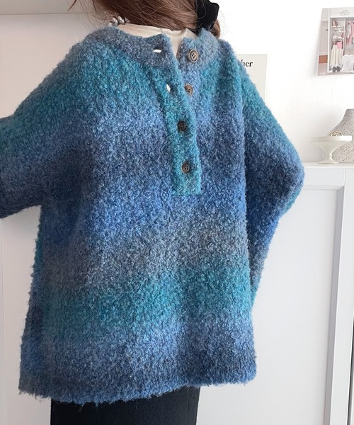 「Java」 長袖ニット MEDIUM ブルー レディース_画像5