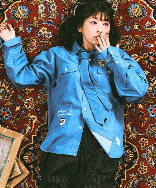 EFFECTEN（エフェクテン） シャツ ms6397-Stitch denim shirts デニム