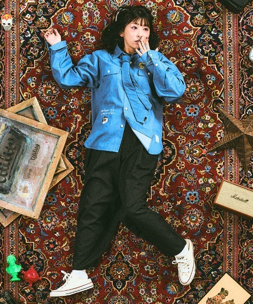 最終値下efu エフ/OVER DENIM SHIRT デニムシャツ ジャケット EFFECTEN（エフェクテン） シャツ ms6397-Stitch denim shirts デニム