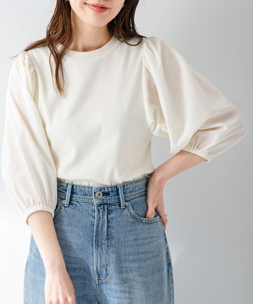 「URBAN RESEARCH Sonny Label」 7分袖カットソー FREE オフホワイト レディース_画像4