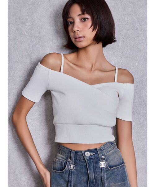 GYDA トップス GYDA（ジェイダ） tシャツ フロントZIPクロスチョーカーショート