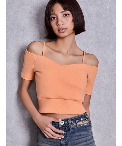 GYDA（ジェイダ） tシャツ ハーフスリーブカシュクールオフショル