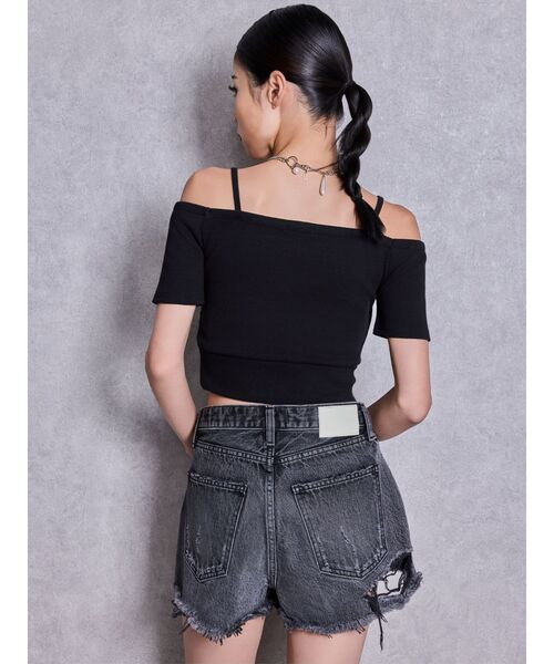 GYDA（ジェイダ） tシャツ 半袖 ハーフスリーブカシュクールオフショル