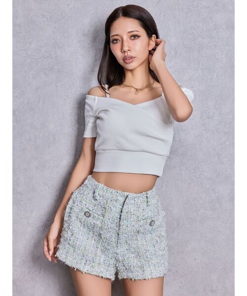 GYDA（ジェイダ） tシャツ ハーフスリーブカシュクールオフショル