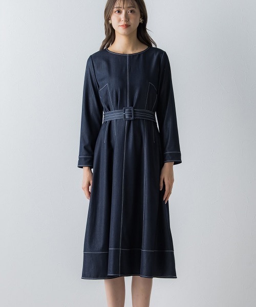 「QUEENS COURT」 長袖ワンピース 1 ブルー レディース_画像8