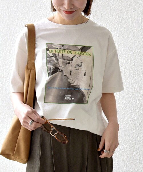 tシャツ 「SHIPS any別注」La Hutte:「洗濯機可能」デザイン ロゴ プリント TEE 26SS レディースの画像