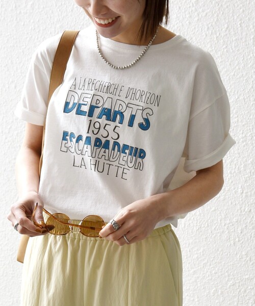 tシャツ 「SHIPS any別注」La Hutte:「洗濯機可能」デザイン ロゴ プリント TEE 26SS レディースの画像