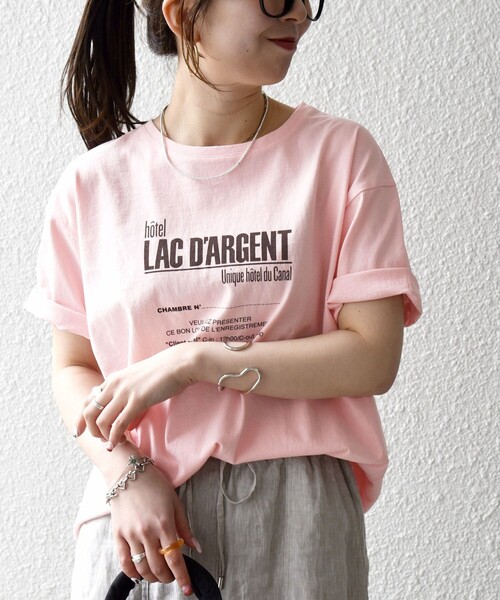 tシャツ 「SHIPS any別注」La Hutte:「洗濯機可能」デザイン ロゴ プリント TEE 26SS レディースの画像