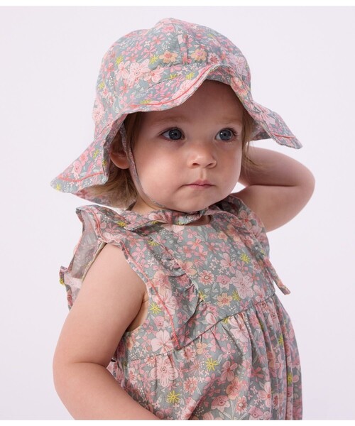 ベビー服 ロンパース フラワープリントショートロンパースの画像