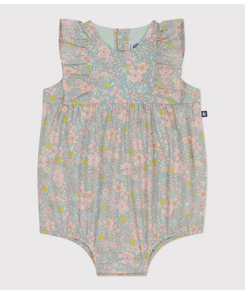 ベビー服 ロンパース フラワープリントショートロンパースの画像