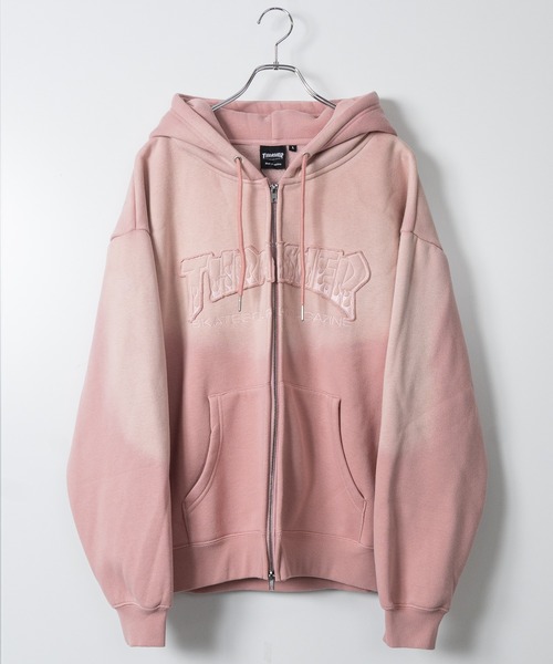 THRASHER（スラッシャー） ジップアップパーカー LARGE ピンク メンズ 