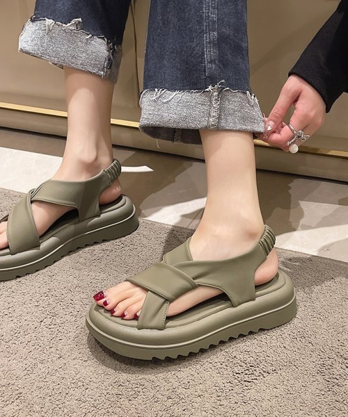 「Miniministore」 フラットサンダル 24.0cm ブラック レディース_画像9